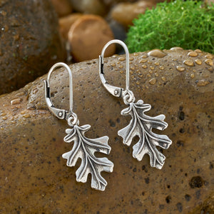 Leverback Vintage Oak Leaf Earrings