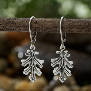 Leverback Vintage Oak Leaf Earrings