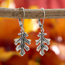 Load image into Gallery viewer, Leverback Vintage Oak Leaf Earrings