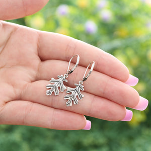 Leverback Vintage Oak Leaf Earrings