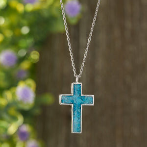 Sterling Silver Turquoise Cross Necklace