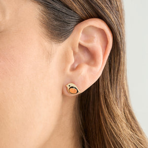 Gold Pumpkin Birdie Studs - Medium