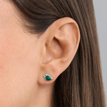 Load image into Gallery viewer, Sterling Silver Malachite Gemstone Birdie Studs