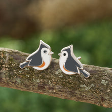 Load image into Gallery viewer, Sterling Silver Tufted Titmouse Studs