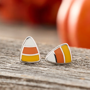 Sterling Silver Little Candy Corn Studs