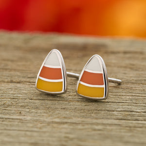 Sterling Silver Little Candy Corn Studs