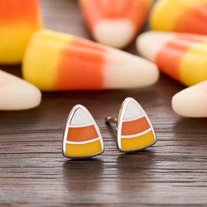 Sterling Silver Little Candy Corn Studs