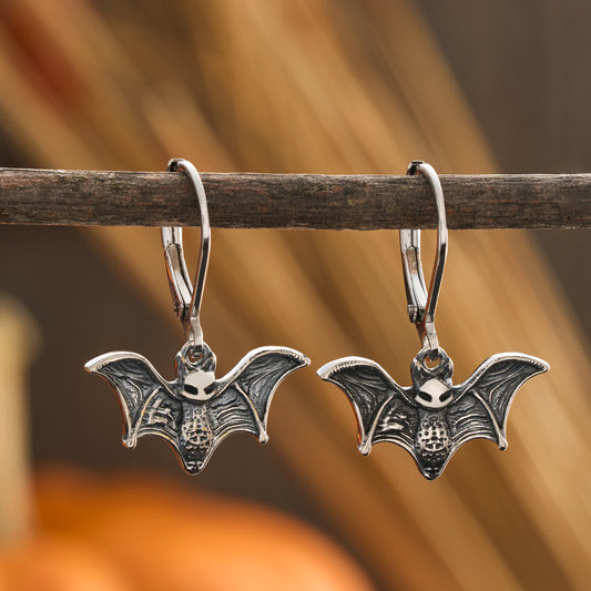 Leverback Vintage Bat Earrings