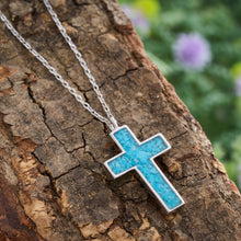 Load image into Gallery viewer, Sterling Silver Turquoise Cross Necklace