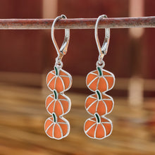 Load image into Gallery viewer, Triple Pumpkin Bar Leverback Earrings