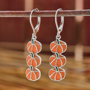 Triple Pumpkin Bar Leverback Earrings