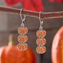 Load image into Gallery viewer, Leverback Triple Pumpkin Earrings