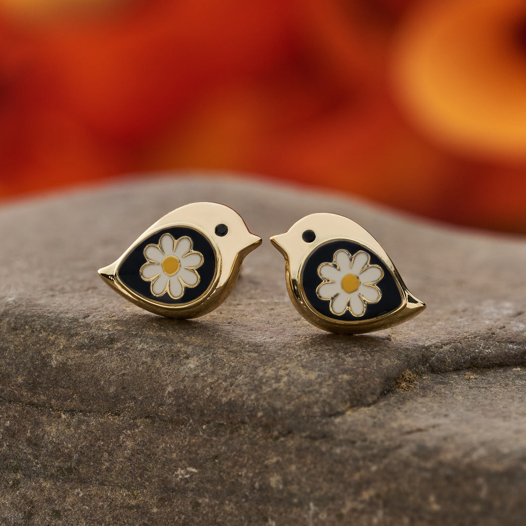 Gold Daisy Birdie Studs - Medium