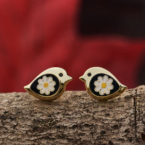 Gold Daisy Birdie Studs - Medium