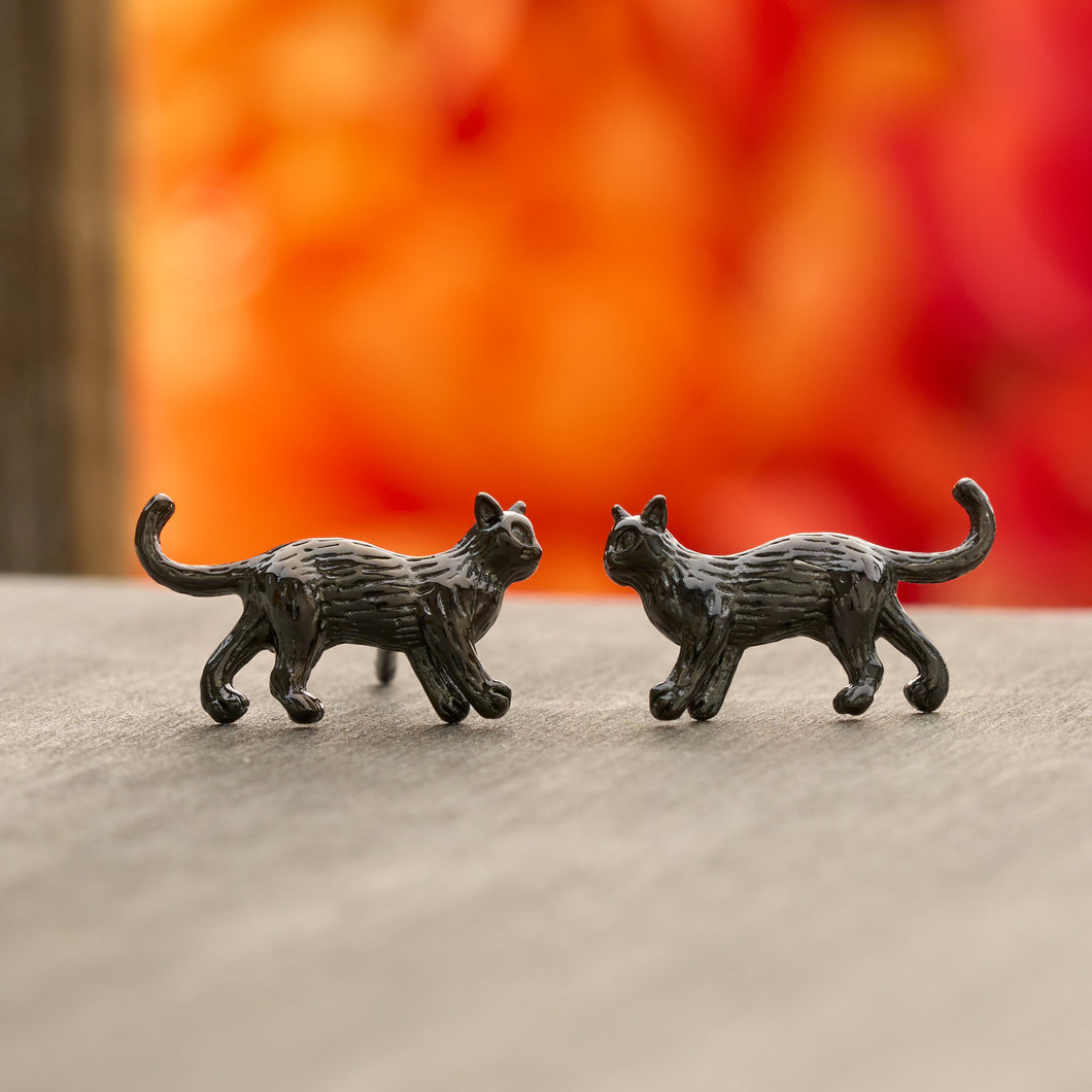 Walking Black Cat Studs