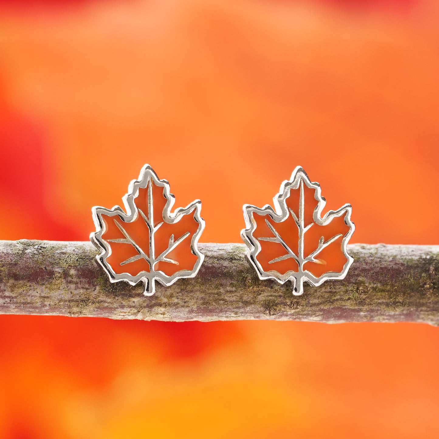 Sterling Silver Little Maple Leaf Studs
