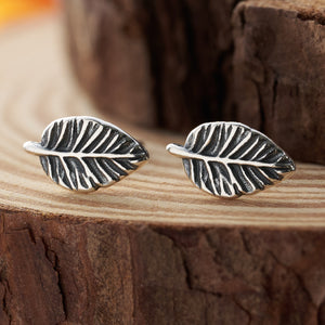 Sterling Silver American Beech Leaf Studs