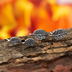 Sterling Silver American Beech Leaf Studs