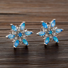 Load image into Gallery viewer, Blue Opal Snowflake Studs