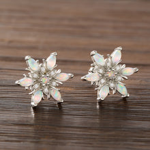 Load image into Gallery viewer, White Opal Snowflake Studs