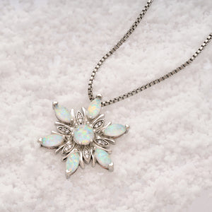 White Opal Snowflake Necklace