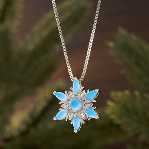 Blue Opal Snowflake Necklace