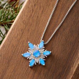 Blue Opal Snowflake Necklace