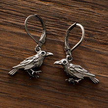 Load image into Gallery viewer, &quot;Nevermore&quot; Black Raven Leverback Earrings