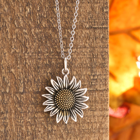 Vintage Sunflower Necklace - Gold Center