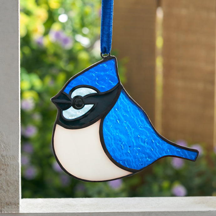 Stained Glass Blue Jay Ornament