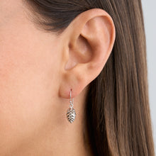 Load image into Gallery viewer, Rhodium Pine Cone Earrings with French Hooks