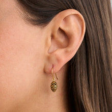 Load image into Gallery viewer, Vintage Gold Pine Cone Earrings with French Hooks