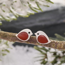 Load image into Gallery viewer, Sterling Silver Carnelian Gemstone Birdie Studs