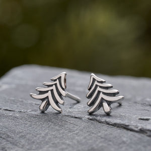 Sterling Silver Minimalist Pine Tree Studs