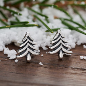 Sterling Silver Minimalist Pine Tree Studs