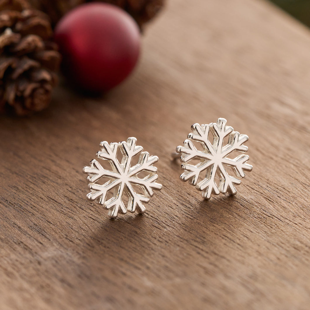 Sterling Silver Snowflake Studs