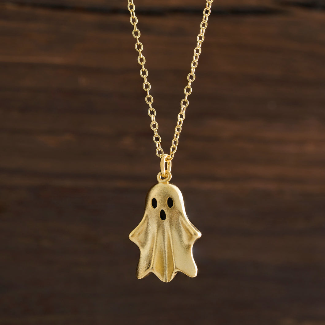 Gold Spooky Ghost Necklace