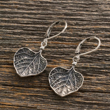 Load image into Gallery viewer, Leverback Vintage Heart Leaf Earrings