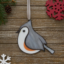 Load image into Gallery viewer, Stained Glass Tufted Titmouse Ornament