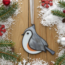 Load image into Gallery viewer, Stained Glass Tufted Titmouse Ornament