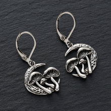 Load image into Gallery viewer, Leverback Triple Mushroom Moon Earrings