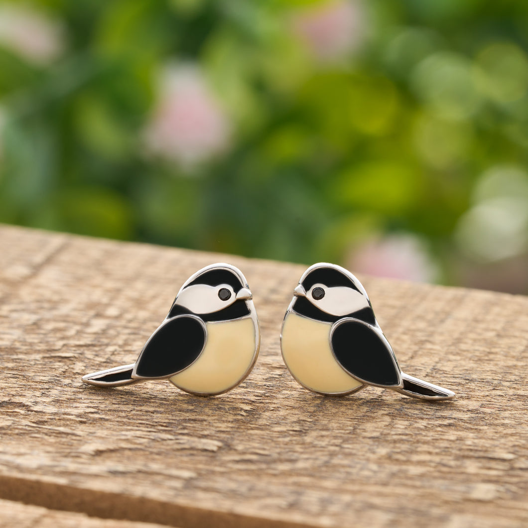 Sterling Silver Chickadee Studs