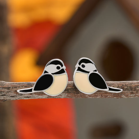 Sterling Silver Chickadee Studs