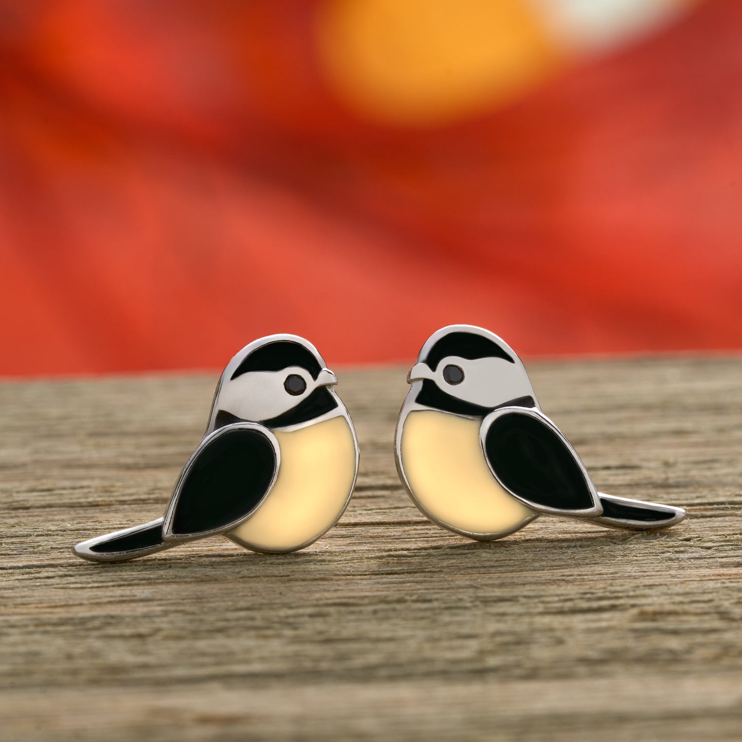 Sterling Silver Chickadee Studs