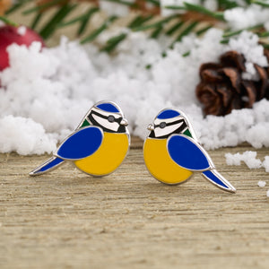 Sterling Silver Blue Tit Studs