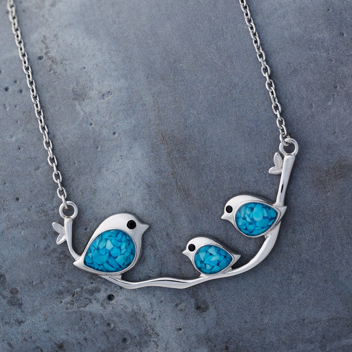 Triple Turquoise Birdie Branch Necklace