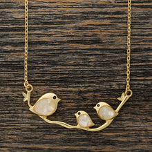 Load image into Gallery viewer, Gold Triple Mother of Pearl Birdie Branch Necklace