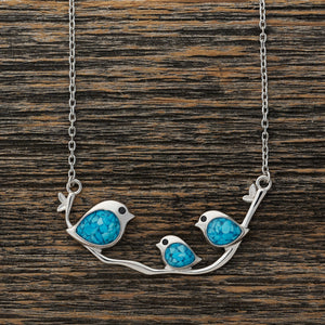 Triple Turquoise Birdie Branch Necklace