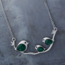 Load image into Gallery viewer, Triple Malachite Birdie Branch Necklace