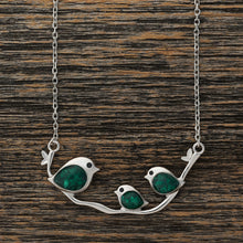 Load image into Gallery viewer, Triple Malachite Birdie Branch Necklace